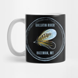 Gallatin River in Bozeman Montana Fly Fishing Shirt. Mug